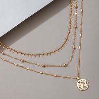 Disc Hollow Clavicle Chain Multi-layer Tassel Necklace main image 6