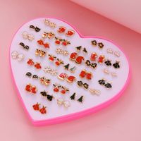 New Fashion Simple Style Black And White Love Gift Box Set 36 Pairs Of Earrings Wholesale Nihaojewelry sku image 2