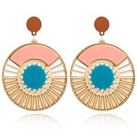 Round Wood Earrings Multilayer Hollow Plate Cut Large Earrings Wood Earrings main image 1