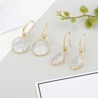 Korean Round Inlaid Crystal Earrings main image 4