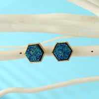 Jewelry Hexagon Imitation Natural Stone Earrings Triangle Imitation Bud Ear Studs Resin Earrings main image 3