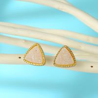 Jewelry Hexagon Imitation Natural Stone Earrings Triangle Imitation Bud Ear Studs Resin Earrings main image 4