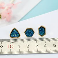 Jewelry Hexagon Imitation Natural Stone Earrings Triangle Imitation Bud Ear Studs Resin Earrings main image 6