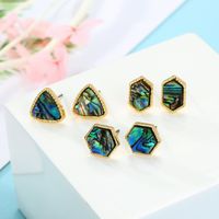 Jewelry Six Sides Abalone Shell Earrings Ins Triangle Shell Earrings Resin Earrings main image 2