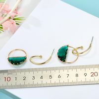 Simple Green Semi-circular Crystal Earrings Handmade Multi-faceted Glass Earrings 925 Silver Korean Earrings main image 4