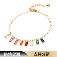 New Accessories Fashion Colored Zircon Pendant Bracelet Stainless Steel Bracelet Jewelry Wholesale main image 1