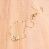 Jewelry Gift Love Peach Heart Bracelet Women's 26 Letter Color Zircon Pull Bracelet main image 4