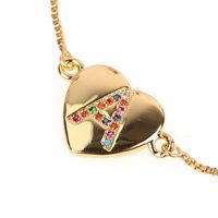 Jewelry Gift Love Peach Heart Bracelet Women's 26 Letter Color Zircon Pull Bracelet main image 6
