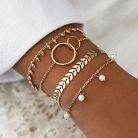 Nuevo Simple Círculo Geométrico Pulsera Patrón Flecha Perla Colgante Conjunto Pulsera main image 1