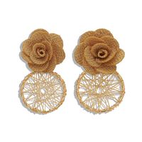 Korean New Wave Fabric Flower Alloy Earrings Hollow Knit Earrings Jewelry Accessories main image 3