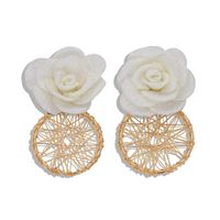 Korean New Wave Fabric Flower Alloy Earrings Hollow Knit Earrings Jewelry Accessories main image 5