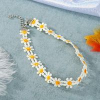 Korea Sun Flower Cotton Choker Necklace Collar Short Necklace Color Flower Clavicle Chain sku image 1