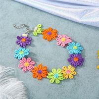 Korea Sun Flower Cotton Choker Necklace Collar Short Necklace Color Flower Clavicle Chain sku image 3