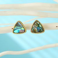 Jewelry Six Sides Abalone Shell Earrings Ins Triangle Shell Earrings Resin Earrings sku image 1