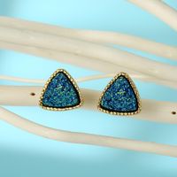 Jewelry Hexagon Imitation Natural Stone Earrings Triangle Imitation Bud Ear Studs Resin Earrings sku image 7