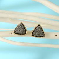 Jewelry Hexagon Imitation Natural Stone Earrings Triangle Imitation Bud Ear Studs Resin Earrings sku image 1