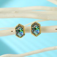 Jewelry Six Sides Abalone Shell Earrings Ins Triangle Shell Earrings Resin Earrings sku image 3