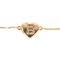 Jewelry Gift Love Peach Heart Bracelet Women's 26 Letter Color Zircon Pull Bracelet sku image 1