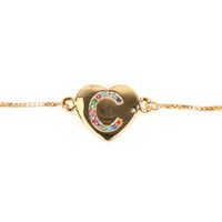 Jewelry Gift Love Peach Heart Bracelet Women's 26 Letter Color Zircon Pull Bracelet sku image 2