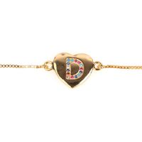 Jewelry Gift Love Peach Heart Bracelet Women's 26 Letter Color Zircon Pull Bracelet sku image 3