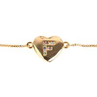 Jewelry Gift Love Peach Heart Bracelet Women's 26 Letter Color Zircon Pull Bracelet sku image 5