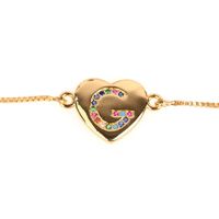 Jewelry Gift Love Peach Heart Bracelet Women's 26 Letter Color Zircon Pull Bracelet sku image 6