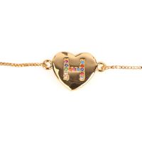 Jewelry Gift Love Peach Heart Bracelet Women's 26 Letter Color Zircon Pull Bracelet sku image 7
