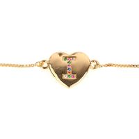 Jewelry Gift Love Peach Heart Bracelet Women's 26 Letter Color Zircon Pull Bracelet sku image 8