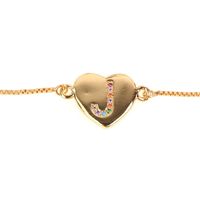 Jewelry Gift Love Peach Heart Bracelet Women's 26 Letter Color Zircon Pull Bracelet sku image 9