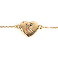 Jewelry Gift Love Peach Heart Bracelet Women's 26 Letter Color Zircon Pull Bracelet sku image 10