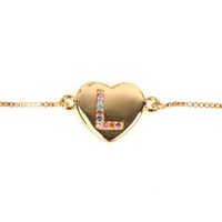 Jewelry Gift Love Peach Heart Bracelet Women's 26 Letter Color Zircon Pull Bracelet sku image 11