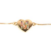 Jewelry Gift Love Peach Heart Bracelet Women's 26 Letter Color Zircon Pull Bracelet sku image 12