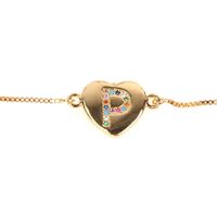 Jewelry Gift Love Peach Heart Bracelet Women's 26 Letter Color Zircon Pull Bracelet sku image 15