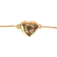 Jewelry Gift Love Peach Heart Bracelet Women's 26 Letter Color Zircon Pull Bracelet sku image 16