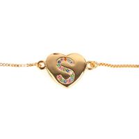 Jewelry Gift Love Peach Heart Bracelet Women's 26 Letter Color Zircon Pull Bracelet sku image 18