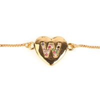 Jewelry Gift Love Peach Heart Bracelet Women's 26 Letter Color Zircon Pull Bracelet sku image 22