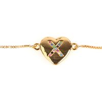 Jewelry Gift Love Peach Heart Bracelet Women's 26 Letter Color Zircon Pull Bracelet sku image 23