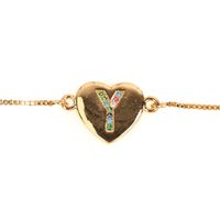 Jewelry Gift Love Peach Heart Bracelet Women's 26 Letter Color Zircon Pull Bracelet sku image 24