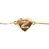 Jewelry Gift Love Peach Heart Bracelet Women's 26 Letter Color Zircon Pull Bracelet sku image 25