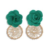 Korean New Wave Fabric Flower Alloy Earrings Hollow Knit Earrings Jewelry Accessories sku image 3