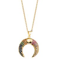 Hot Accessories Simple Hip Hop Necklace Female Star Moon Shape Copper Inlaid Colorful Zircon Necklace main image 1