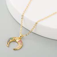 Hot Accessories Simple Hip Hop Necklace Female Star Moon Shape Copper Inlaid Colorful Zircon Necklace main image 4