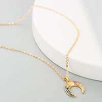 Hot Accessories Simple Hip Hop Necklace Female Star Moon Shape Copper Inlaid Colorful Zircon Necklace main image 5