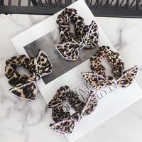 Hair Accessories Korean Simple Leopard Large Bow Diamond High Elastic Hair Rope Hair Band Rubber Band main image 1