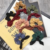 Han Hair Accessories Simple Contrast Suede Bow Rabbit Ears High Elastic Band main image 2