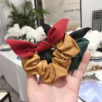 Han Hair Accessories Simple Contrast Suede Bow Rabbit Ears High Elastic Band main image 4