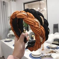 Hair Accessories Solid Color Pleated Alloy Chain Twist Braids Wide Edge Hair Band main image 4
