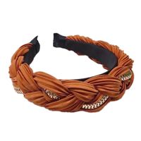 Hair Accessories Solid Color Pleated Alloy Chain Twist Braids Wide Edge Hair Band main image 6