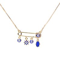 Fashion Pin Zircon Necklace Dripping Palm Eye Pendant Jewellery main image 4