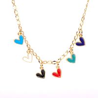 Croix-frontière Nouveaux Accessoires Mignon Coloré Amour Collier Ornement Goutte D'huile De Coeur De Pêche En Forme De Coeur Pendentif En Acier Inoxydable Collier main image 1